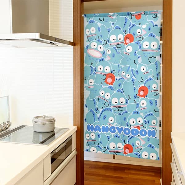 Sanrio Japanese Door Curtain Noren – Hangyodon “Gyugyutto Ippai” Design 85×150cm (Made in Japan)