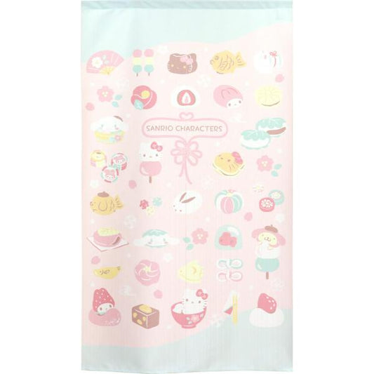 Sanrio Japanese Door Curtain Noren – Wagashi Sweets Design 85×150cm (Made in Japan)