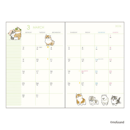 mofusand A6 Monthly Diary 2026 – Playground Cat Ver. (Japan)