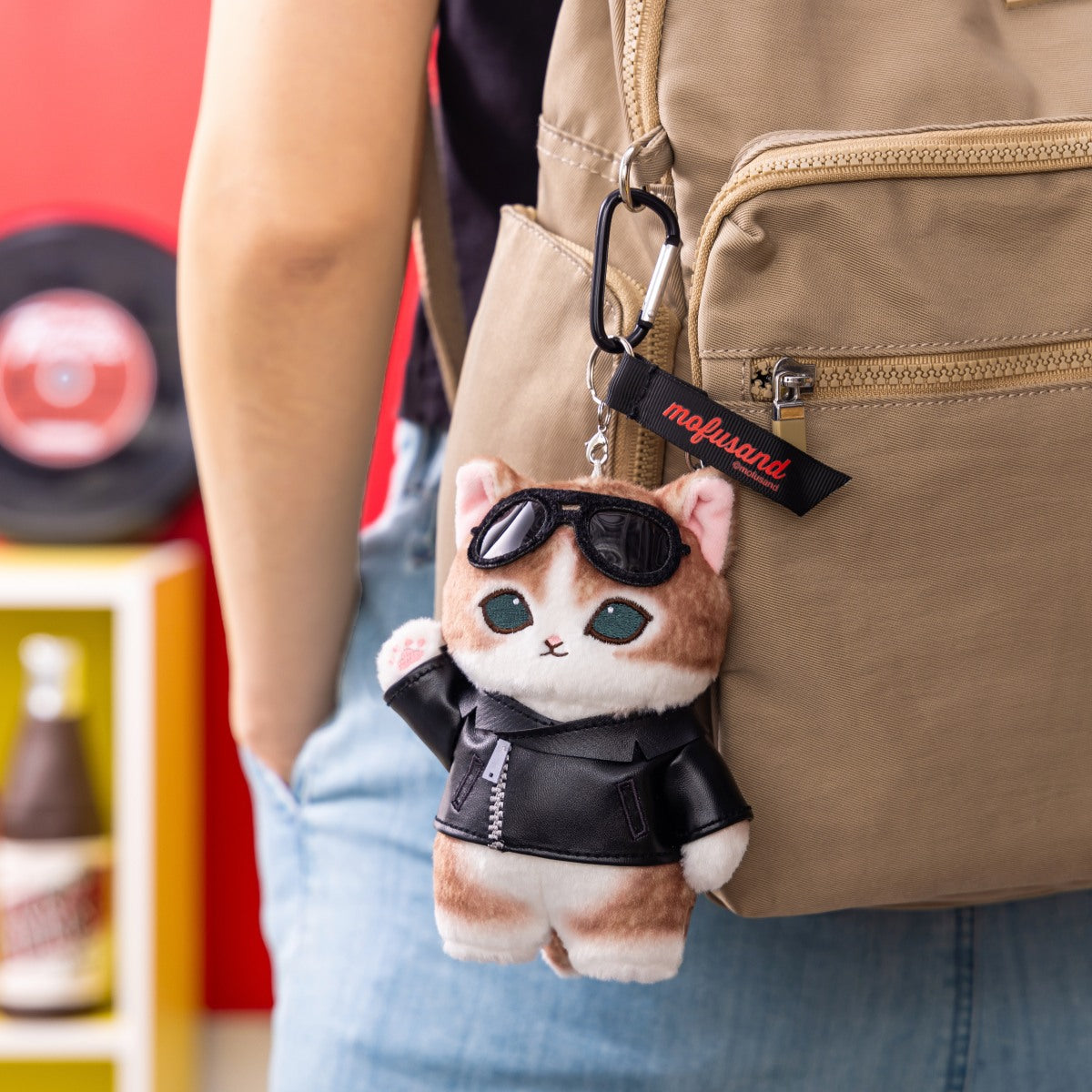 mofusand Diner Plush Mascot – Leather Jacket Cat Ver. (Japan)