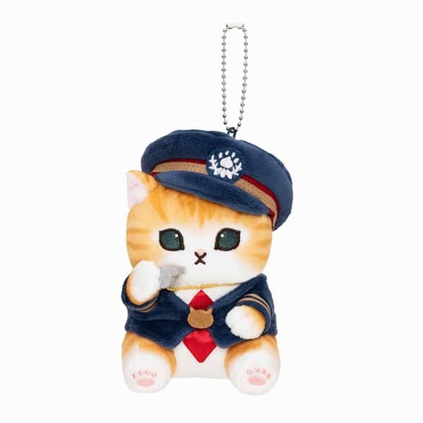 Mofusand Stationmaster Cat Plush Mascot Keychain (Japan)