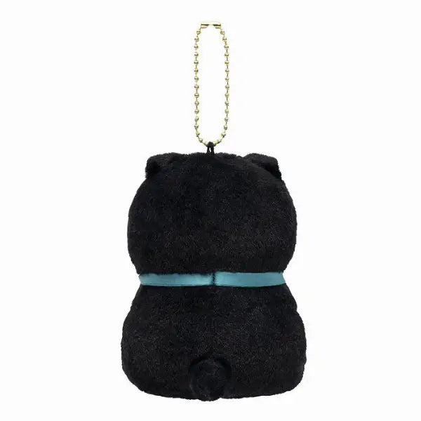 Mofusand Black Cat Plush Mascot (Blue Ribbon, Sitting Pose) – Japan