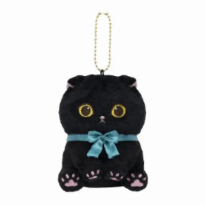 Mofusand Black Cat Plush Mascot (Blue Ribbon, Sitting Pose) – Japan