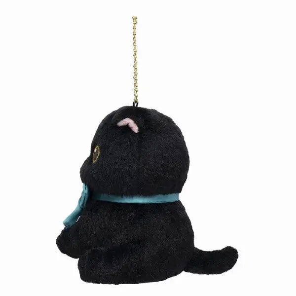 Mofusand Black Cat Plush Mascot (Blue Ribbon, Sitting Pose) – Japan